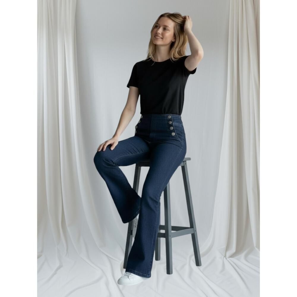 I.N.C size 4 / 26” chic flare jeans nautical elegance high-rise stretchy denim​